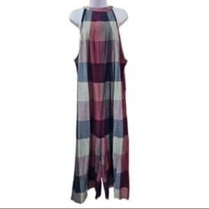 Cost Plus World Market Multicolor Plaid Wide Leg Jumpsuit
